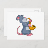 Rat bei Musik mit Saxophon Postkarte (Vorne/Hinten)
