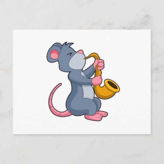 Rat bei Musik mit Saxophon Postkarte (Vorderseite)