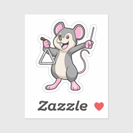 Rat bei Musik mit Triangel Aufkleber (Blatt)