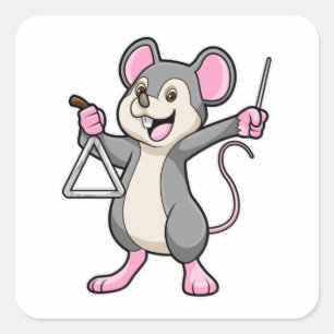 Rat bei Musik mit Triangel Quadratischer Aufkleber