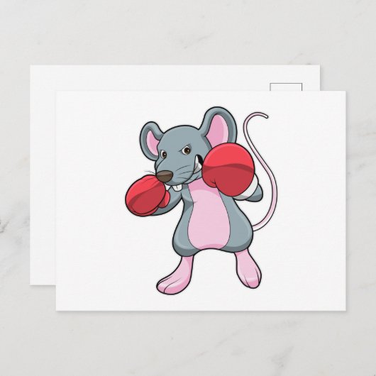 Rat beim Boxen mit Boxhandschuhen Postkarte (Vorne/Hinten)