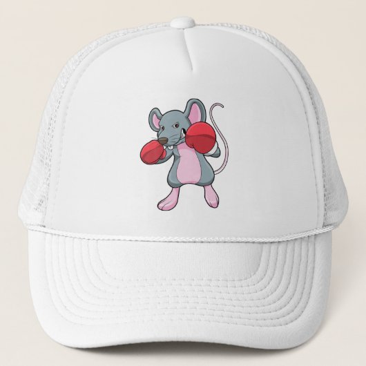 Rat beim Boxen mit Boxhandschuhen Truckerkappe (Vorderseite)