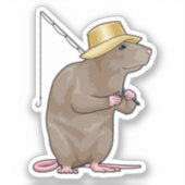 Rat beim Fischen mit Angelrute Aufkleber (Vorderseite)