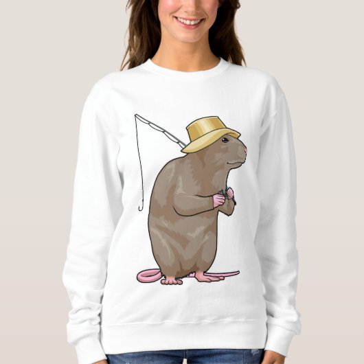 Rat beim Fischen mit Angelrute Sweatshirt (Vorderseite)