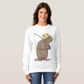 Rat beim Fischen mit Angelrute Sweatshirt (Vorne ganz)