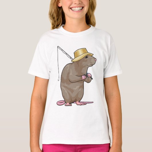 Rat beim Fischen mit Angelrute T-Shirt (Vorderseite)