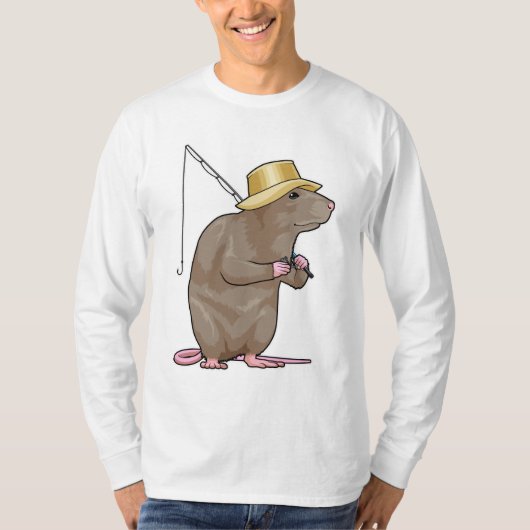 Rat beim Fischen mit Angelrute T-Shirt (Vorderseite)