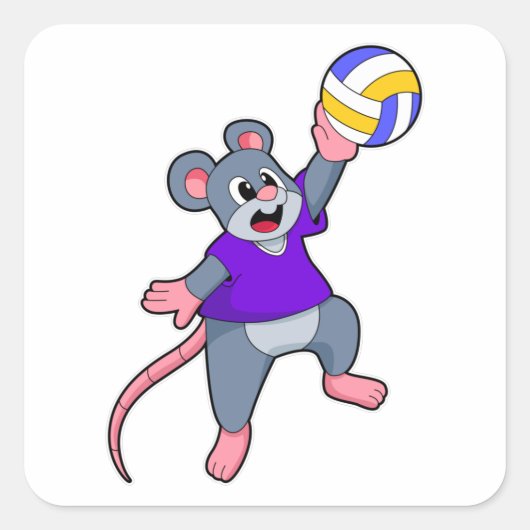 Rat beim Volleyball Sports Quadratischer Aufkleber (Vorderseite)
