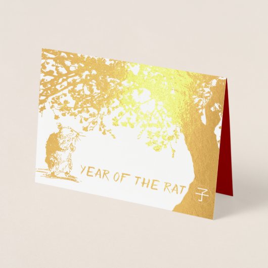 Rat Cherry Baum 2020 Chinesischer Gruß in Luxe Folienkarte (Vorderseite)