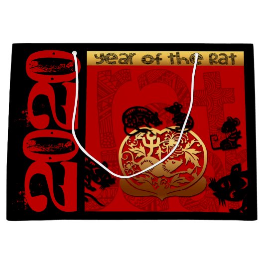 Rat Chinesisch Zoll Neujahr Zodiac Bithday LGB Große Geschenktüte (Vorderseite)