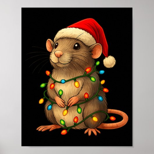 Rat Christmas Pajama Funny Xmas Lights Animals Lov Poster (Vorne)
