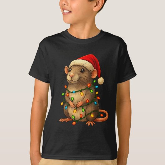 Rat Christmas Pajama Funny Xmas Lights Animals Lov T-Shirt (Vorderseite)