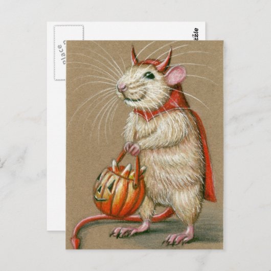 Rat Devil Halloween Postcard Postkarte (Vorne/Hinten)