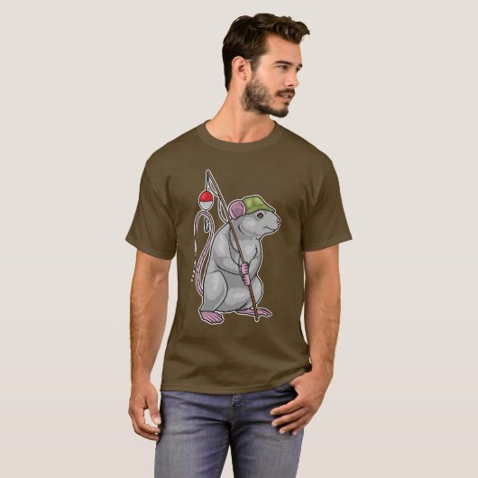 Rat Fisher Angelrute Fischen T-Shirt (Vorne ganz)