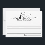 Rat für die Braut | Black Modern Calligraphy Hinweiskarte<br><div class="desc">Moderne und skurrile Karte für die Braut. Mit diesem modernen "Ratschlag für die Brautkarte" beraten Sie. Es ist perfekt für Braut und Polterabend.</div>