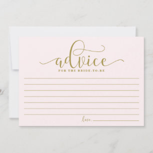 Rat für die Braut   Gold und Rosa Kalligraphie Hinweiskarte