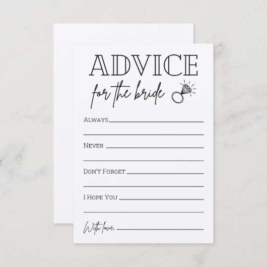 Rat für die Braut Hinweiskarte (Vorne/Hinten)