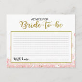 Rat für die Braut | Rosa und goldener Glitzer Hinweiskarte (Vorderseite)