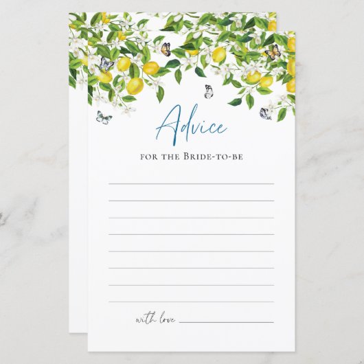 Rat für die Braut | Summer Lemon Brautparty (Vorne/Hinten)