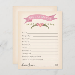 Rat für die Mama-zu-sein Babyparty-Spiel-Karte Einladung