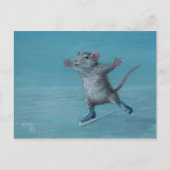 Rat Ice Skaten Blue Skate Postkarte (Vorderseite)