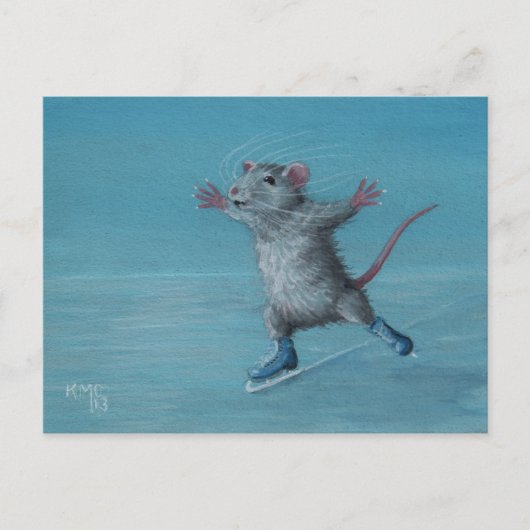 Rat Ice Skaten Blue Skate Postkarte (Vorderseite)