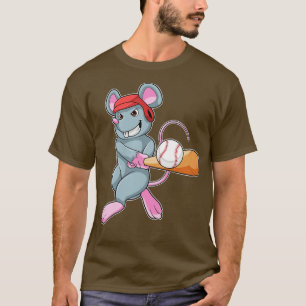 Rat im Baseball mit Baseball Fledermaus Helm T-Shirt