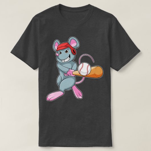 Rat im Baseball mit Baseball Fledermaus Helm T-Shirt (Design vorne)