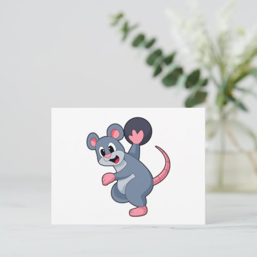 Rat im Bowling mit Bowlingball Postkarte (Stehend Vorderseite)