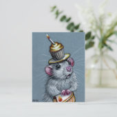 Rat in Cupcake Hat Postcard Postkarte (Stehend Vorderseite)