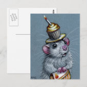 Rat in Cupcake Hat Postcard Postkarte (Vorne/Hinten)