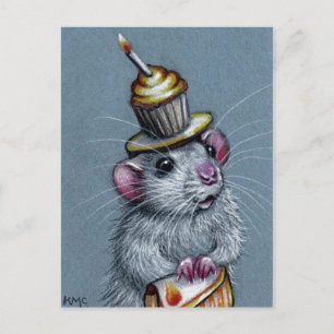 Rat in Cupcake Hat Postcard Postkarte