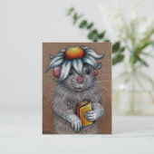 Rat in Daisy Hat und Lace Gloves Postcard Postkarte (Stehend Vorderseite)
