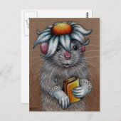 Rat in Daisy Hat und Lace Gloves Postcard Postkarte (Vorne/Hinten)