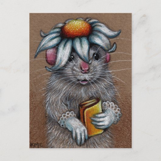 Rat in Daisy Hat und Lace Gloves Postcard Postkarte (Vorderseite)