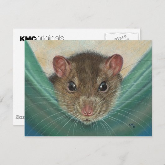 Rat in Hammock Postcard KMCoriginals Postkarte (Vorne/Hinten)