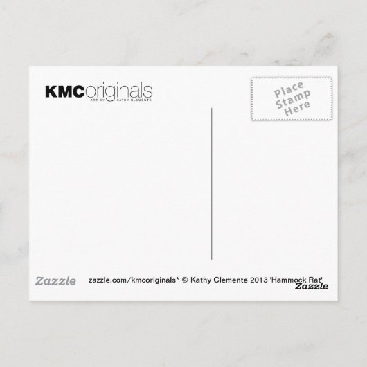 Rat in Hammock Postcard KMCoriginals Postkarte (Rückseite)