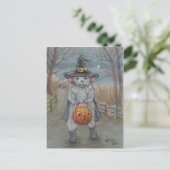 Rat in Hexenkostüm Halloween-Postkarte Postkarte (Stehend Vorderseite)