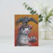 Rat in Raven Hat Postcard Postkarte (Stehend Vorderseite)