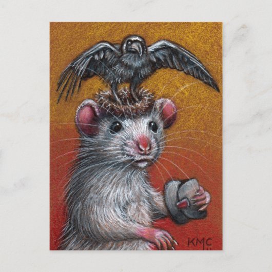 Rat in Raven Hat Postcard Postkarte (Vorderseite)
