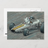 Rat in Rennwagen Postkarte (Vorne/Hinten)
