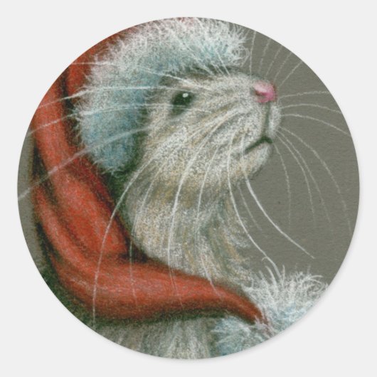 Rat in Santa St Nick Hat Weihnachtskleber Runder Aufkleber (Vorderseite)