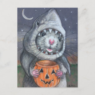Rat in Shark Kostüme Halloween-Koriginals Postkarte