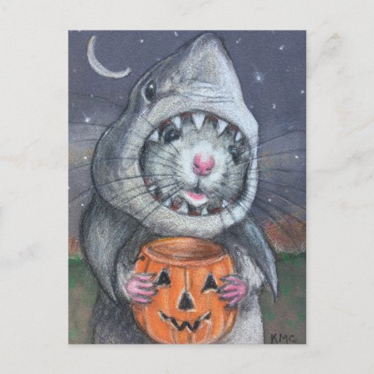Rat in Shark Kostüme Halloween-Koriginals Postkarte (Vorderseite)
