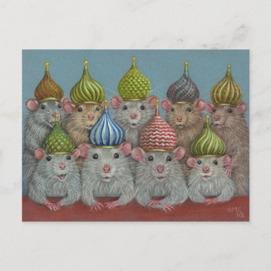 Rat in St. Basil's Zwiebelkuppelhüte Postkarte (Vorderseite)