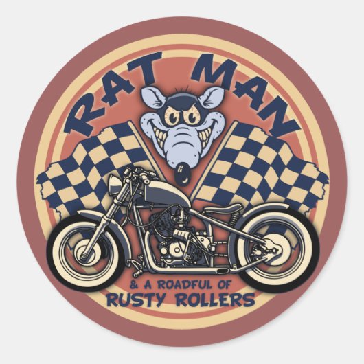 Rat Man Roadful Runder Aufkleber (Vorderseite)
