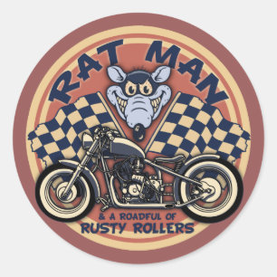 Rat Man Roadful Runder Aufkleber