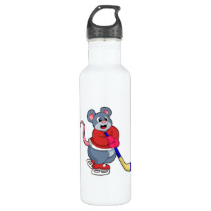Rat mit Eishockey und Eishockeyschläger Edelstahlflasche