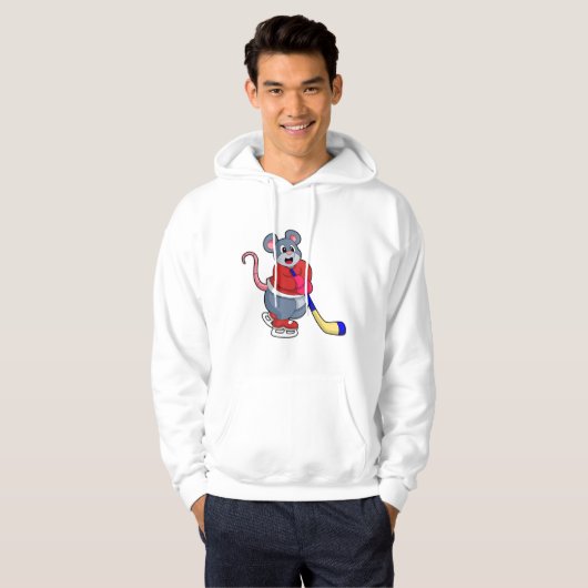 Rat mit Eishockey und Eishockeyschläger Hoodie (Vorne ganz)