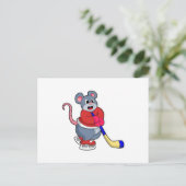 Rat mit Eishockey und Eishockeyschläger Postkarte (Stehend Vorderseite)